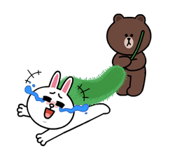 브라운과 토끼 재미 크기 팩 스티커